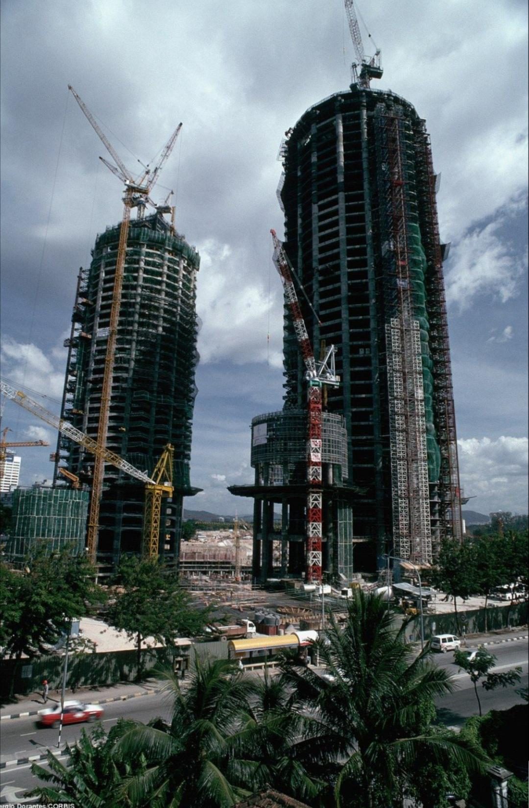 Petronas Twin Towers under construction in the 1990s